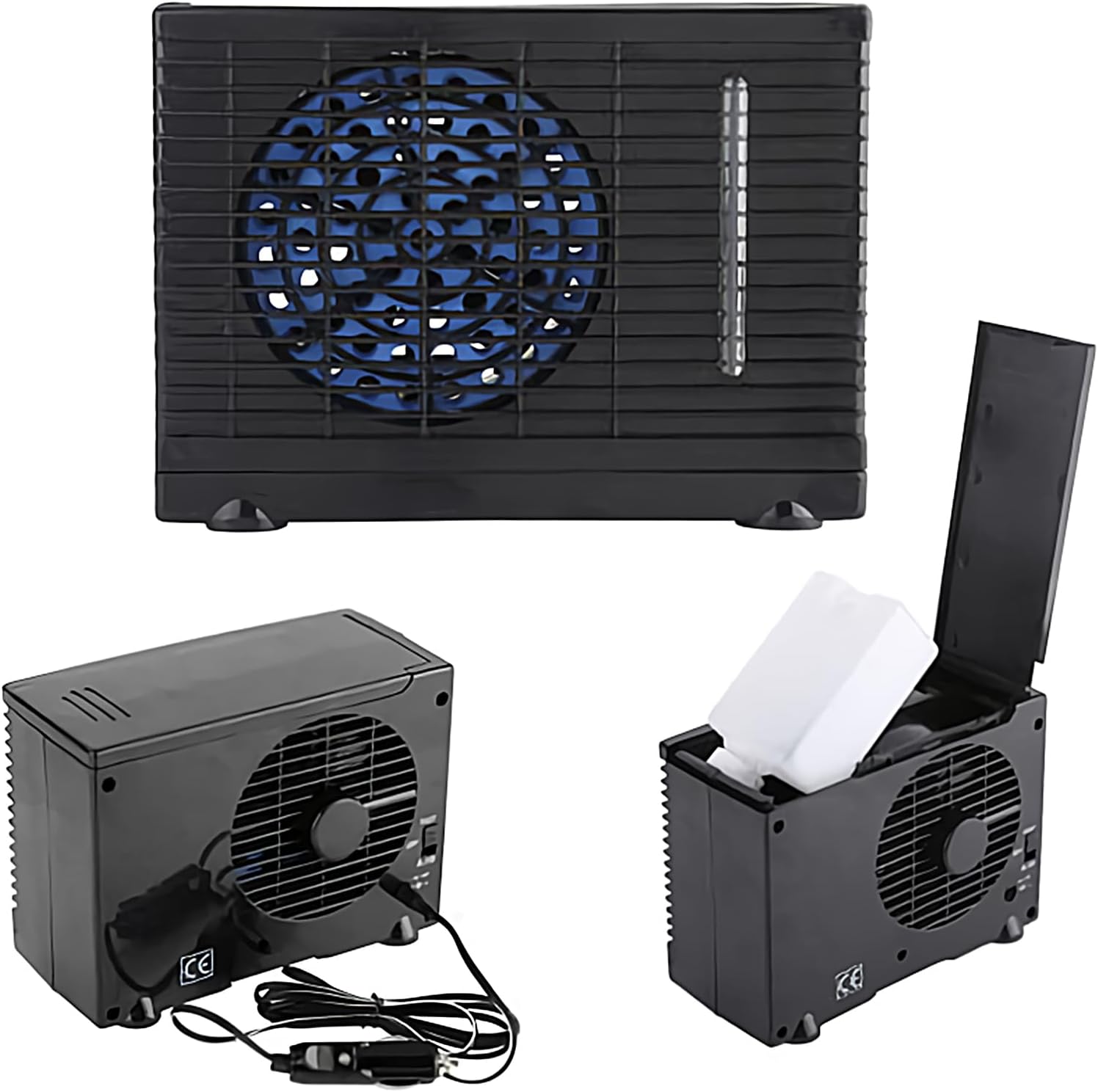  Ventilateur Climatiseur Voiture Portable | Humidificateur Climatiseur Ventilateur Automobile | Rafraîchisseur D'Air Évaporatif 12V Pour Camion Camping-Car Voyage Sous-Sol Chambre Garage