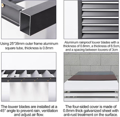 GENERIC Housse De Climatiseur En Aluminium Et Bouclier De Pompe à Chaleur, Stores D'unité Extérieure, Protection AC Divisée, Clôture D'intimité Pour L'extérieur (couleur : Blanc, Taille : Personnalisé)