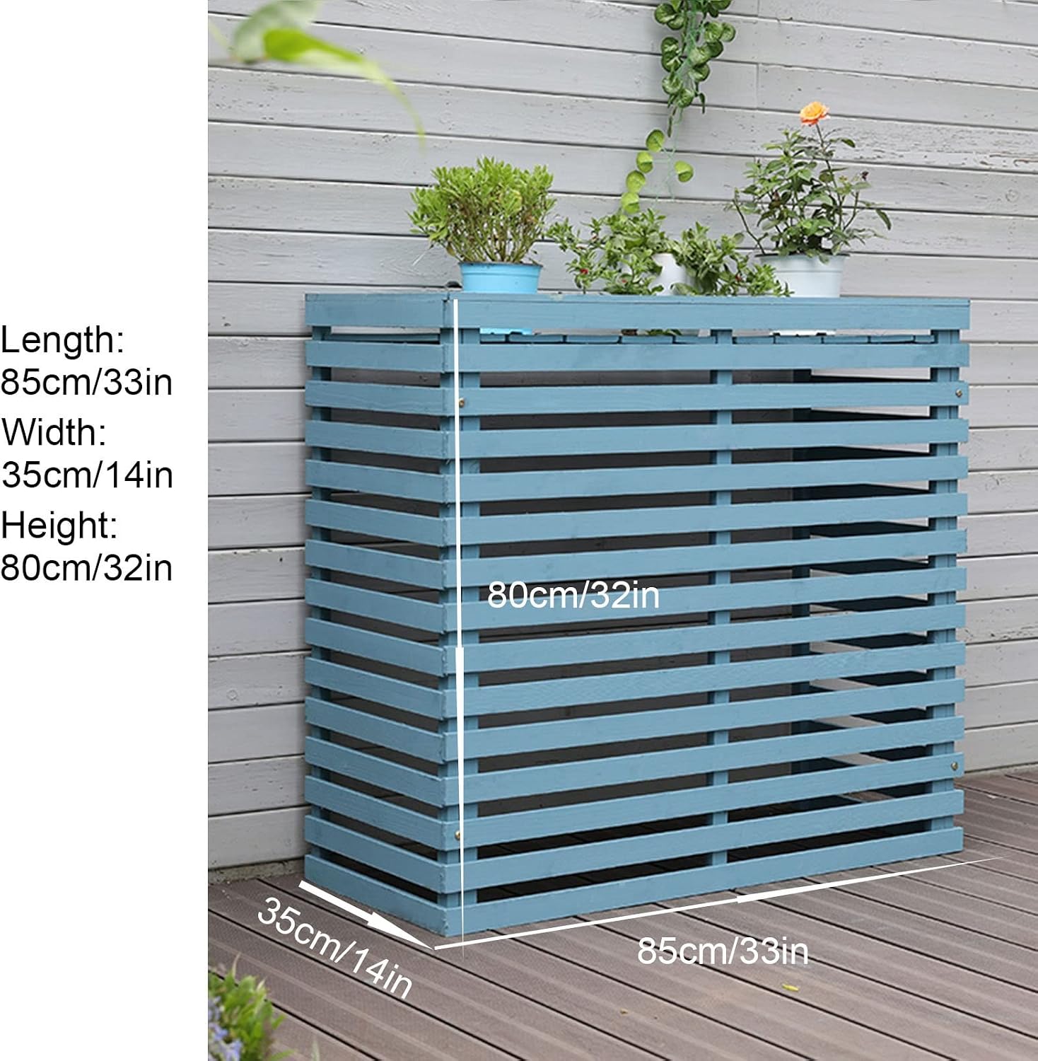  Housse En Bois Pour Climatiseur – Clôture élégante Pour Pompe à Chaleur Extérieure Pour Dissimuler Les Unités De Climatisation, Design Résistant Aux Intempéries Pour Améliorer L'esthétique Extérieure
