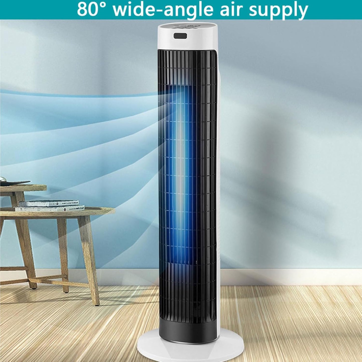  Ventilateur De Tour Portable Avec Télécommande, Refroidisseur D'air Silencieux De 3 Vitesses, Oscillant à 80 °, Minuterie 7H, Filtre Lavable Pour Bureau De Chambre