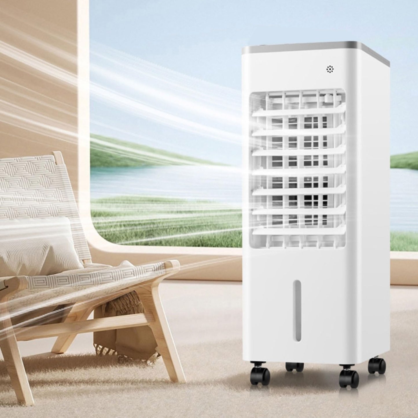 GENERIC Refroidisseur D'air Portable Avec Réservoir 9L, écran LED, 3 Vitesses, Ventilateur Oscillant, Humidificateur Pour Le Bureau à Domicile, Fonctionnement Silencieux, Télécommande, Unité De Refroidissemen