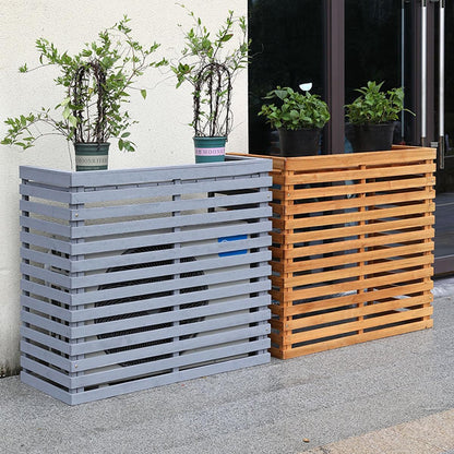 GENERIC Housse De Climatiseur D'extérieur En Bois Massif Avec Persiennes Pour Climatiseur, Abri Multifonction Pour Fleurs, 85 X 35 X 80 Cm