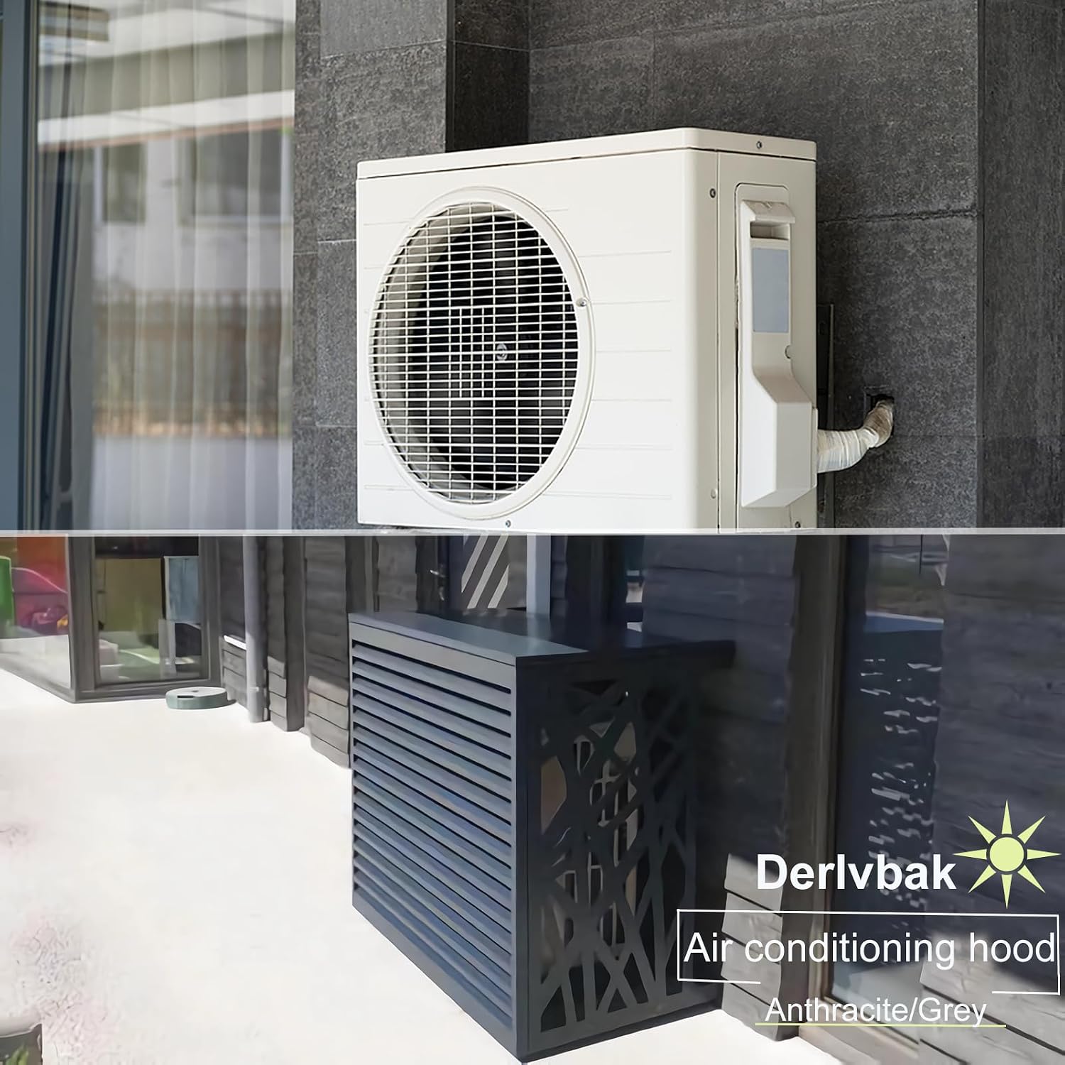 GENERIC Housse De Protection En Aluminium Pour Climatiseur Extérieur – Élégant écran De Clôture Autonome à Persiennes, Séparateur De Climatisation Résistant Aux Intempéries, Assemblage Facile Pour Décoration
