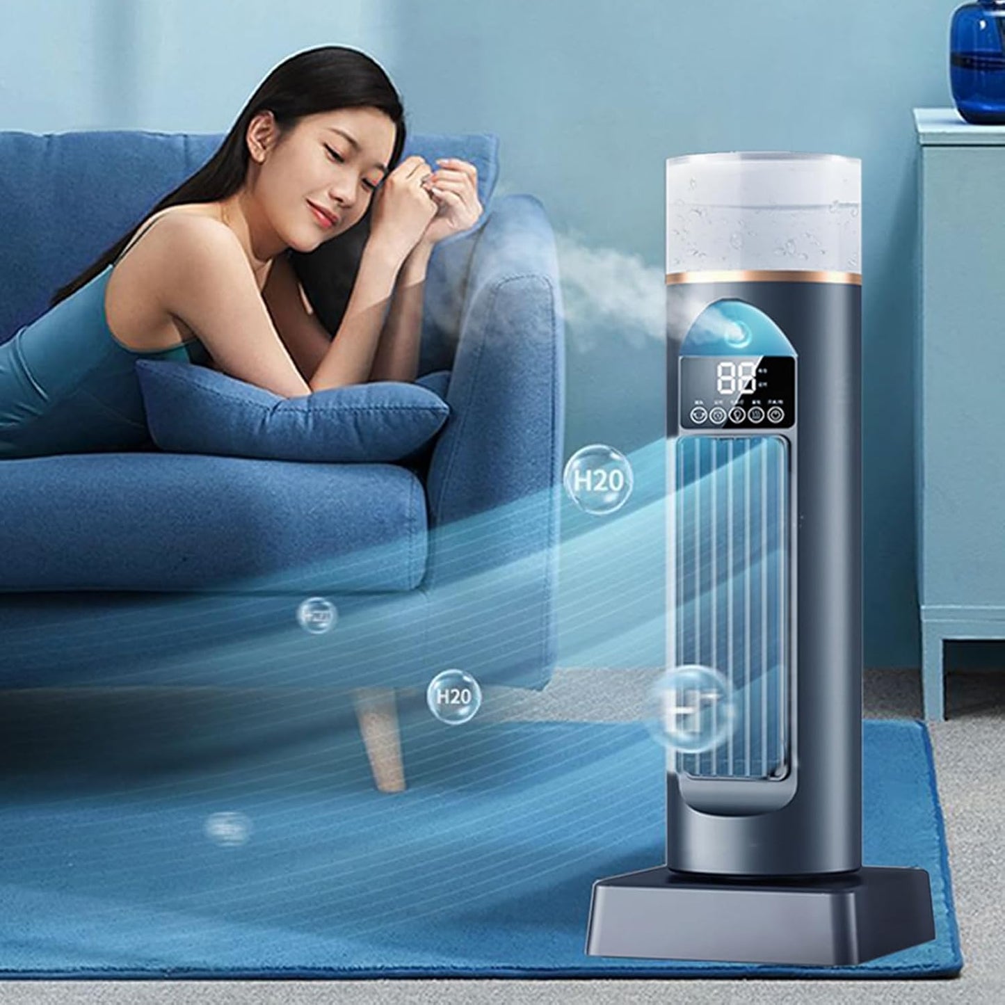  Turm - Climatiseur AC - Ventilateur à Air Froid - Climatiseur Personnel AC - Refroidisseur Oscillant Silencieux Sans Lame Avec Télécommande Et Réservoir D'eau - 6 Humidificateurs De Vitesse Pour