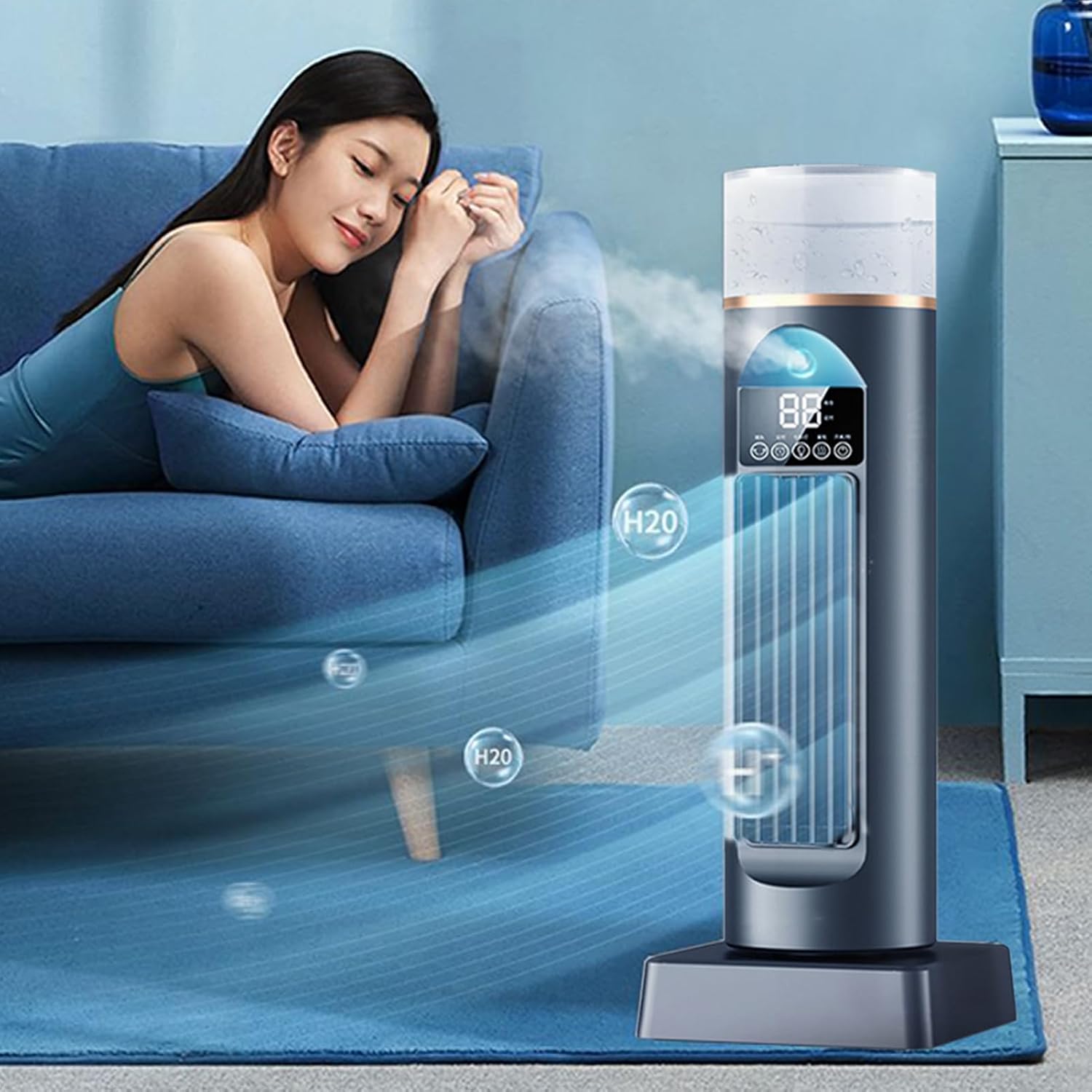  Turm - Climatiseur AC - Ventilateur à Air Froid - Climatiseur Personnel AC - Refroidisseur Oscillant Silencieux Sans Lame Avec Télécommande Et Réservoir D'eau - 6 Humidificateurs De Vitesse Pour