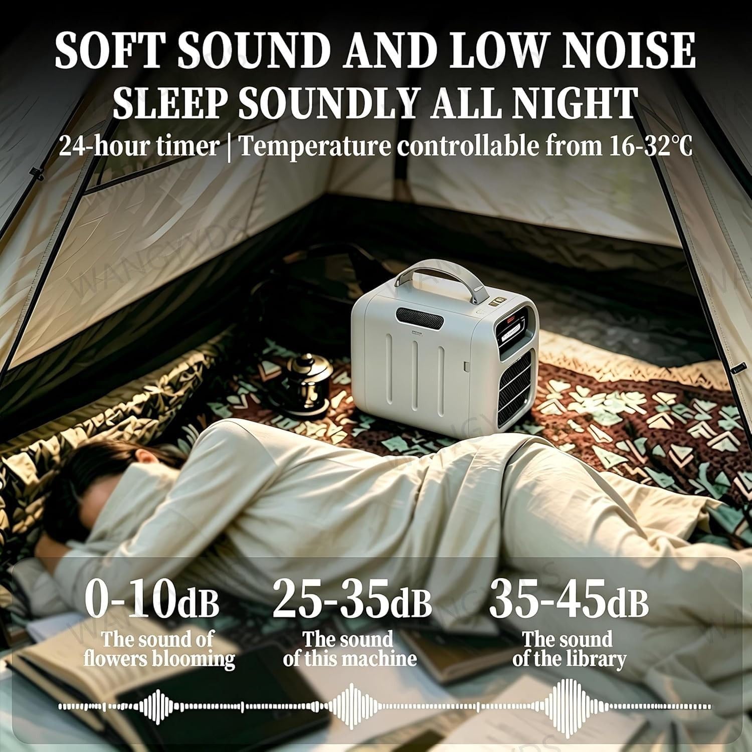  Climatiseur Mobile, Air Conditioner Portable Climatiseur Mobile Sans Evacuation, 3 En 1 Climatiseurs Portables, Minuteries, Adapté Au Camping De Bureau De Chambre à Coucher，4700 BTU，420 W