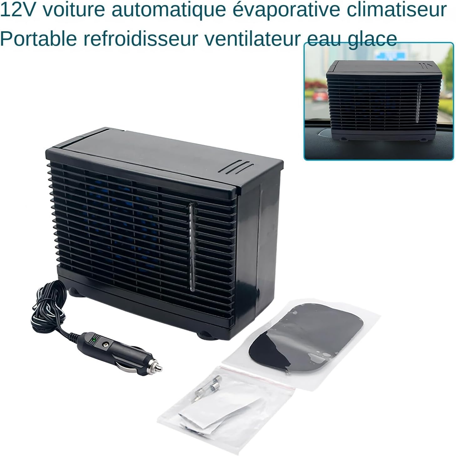  Ventilateur Climatiseur Voiture Portable | Humidificateur Climatiseur Ventilateur Automobile | Rafraîchisseur D'Air Évaporatif 12V Pour Camion Camping-Car Voyage Sous-Sol Chambre Garage