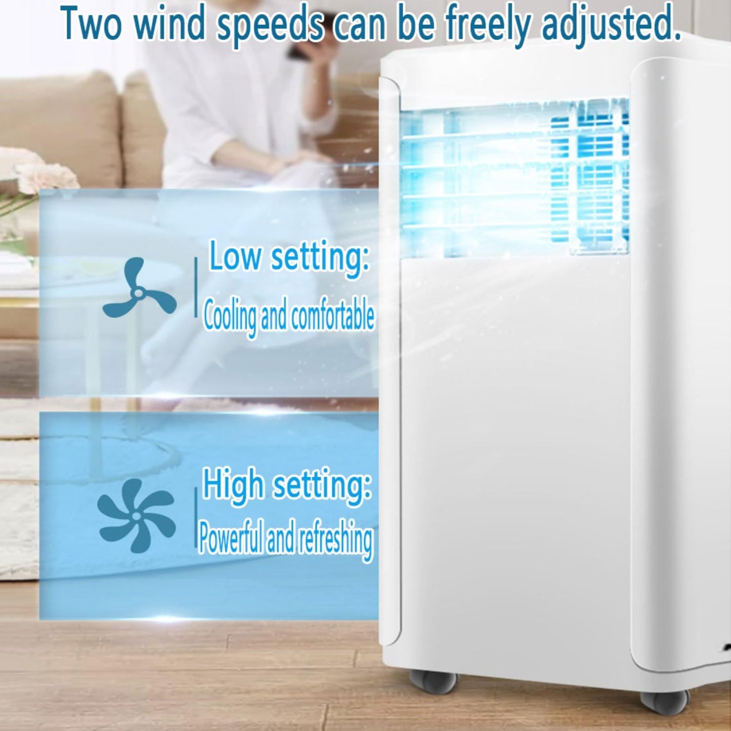 Climatiseur Portable Unités Intelligentes Intelligentes Avec Refroidissement De Refroidissement Demode De Sommeil De Refroidissement Frais Télécommande 24H Timer120° Oscillant Refroidissement AC UnitF