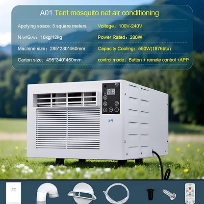  Unité De Climatisation Portable Compacte Avec Déshumidificateur 1900BTU, Refroidisseur Personnel 280W Pour Le Dortoir De Chambre, Climatiseur à énergie Silencieuse Pour Les Petits Espaces Jusqu'à 5m2