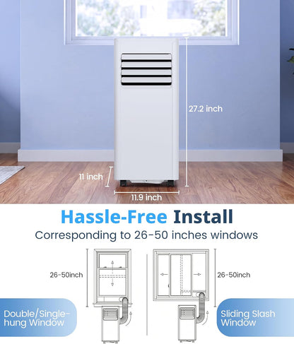  Climatiseur Portable 10 000 BTU Pour Pièces Jusqu'à 450 Mètres Carrés, Télécommande, écran LED, Mode 3 En 1, Unités AC Portables Silencieuses Avec Kit De Fenêtre