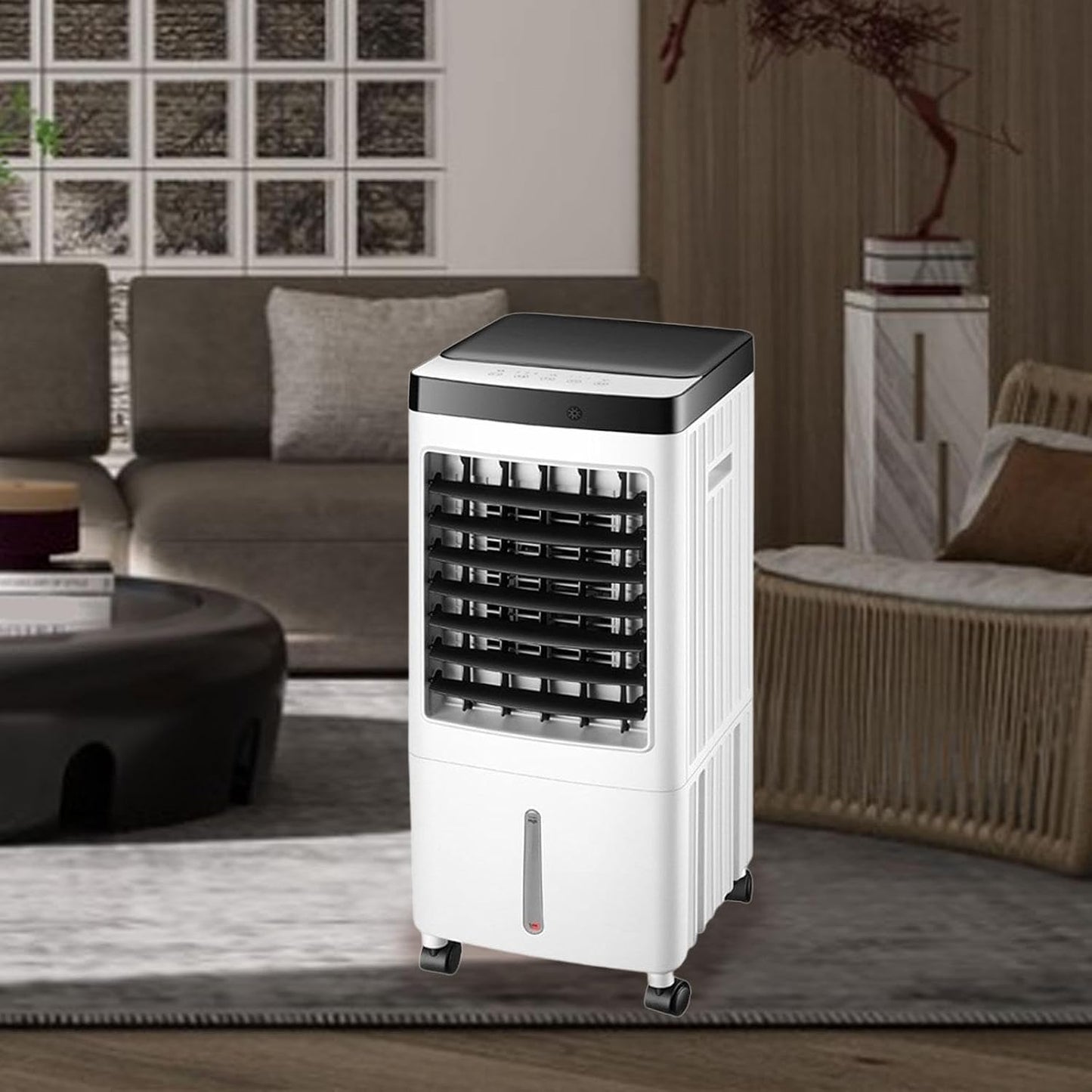 GENERIC Ventilateur De Refroidisseur D'air Portable Avec Humidificateur, Télécommande De Minière 7H, Refroidisseur évaporatif Silencieux à 3 Vitesses Pour Le Bureau à Domicile, Conception Compacte De Roues à
