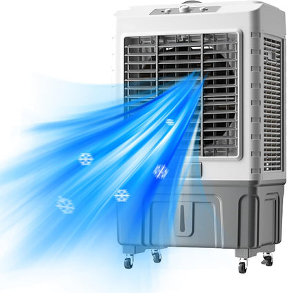 GENERIC Réservoir De Refroidisseur D'air évaporatif Portable 55L, 3 Vitesses, 120 Oscillation.Grande Capacité D'eau Pour Le Refroidissement à Domicile. 3-en-1 Fonction Avec Des Boîtes à Glace.Roues De Mobilit