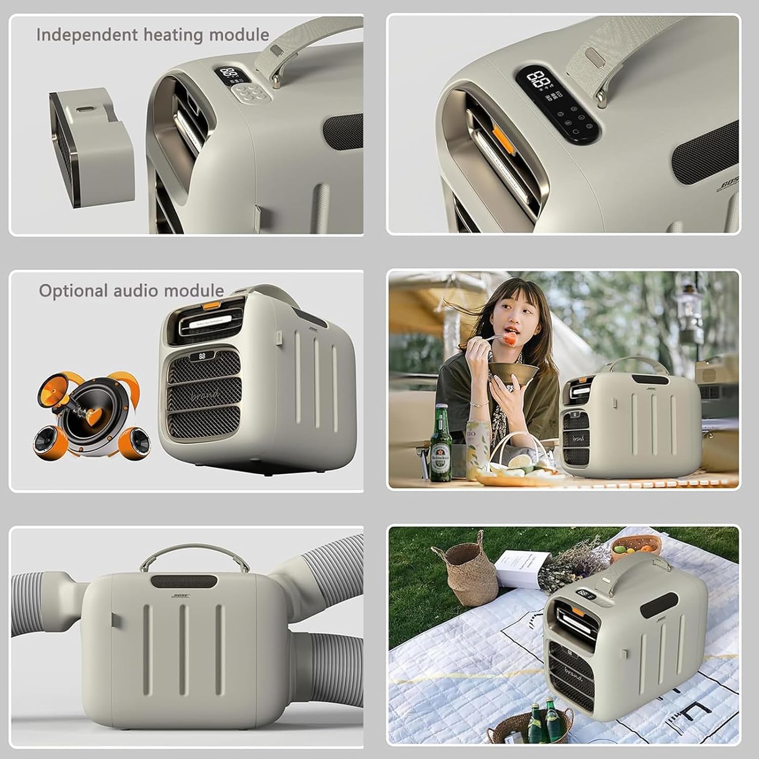  Climatisation Portable Pour Tente Et Camping-car, Auto-drainant Et Silencieux (<42dB), Télécommande, Fonctionnement Tactile, 3 Modes, 420W, Refroidisseur De Chambre Compact Sans Connexion De Fenêtre P