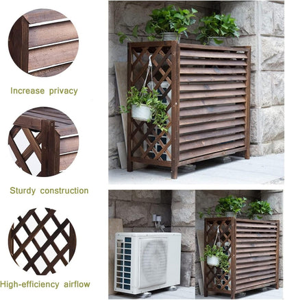 GENERIC Cloison De Séparation Extérieure En Bois Pour Climatiseur - Cache-pot De Fleurs - Grilles De Protection Pour Unités AC - Brise-vue Pour Jardin Et Terrasse.