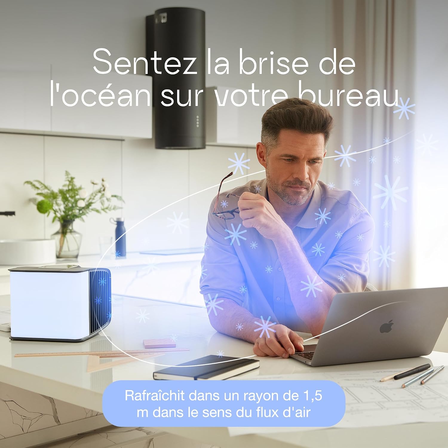  Refroidisseur D'air Pour Bureau - Climatiseurs Portables - Petit Ventilateur à Glace - Refroidisseur D'air Par évaporation, Evasmart Blanche