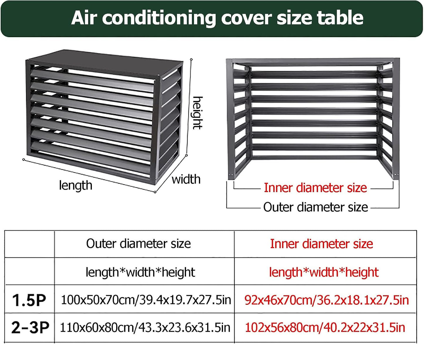 GENERIC Housse De Climatiseur Extérieur – Grilles De Protection Décoratives En Aluminium Pour Climatisation Et Pompes à Chaleur – Housse De Condensateur D'extérieur Résistante Aux Intempéries, Idéale Pour Une