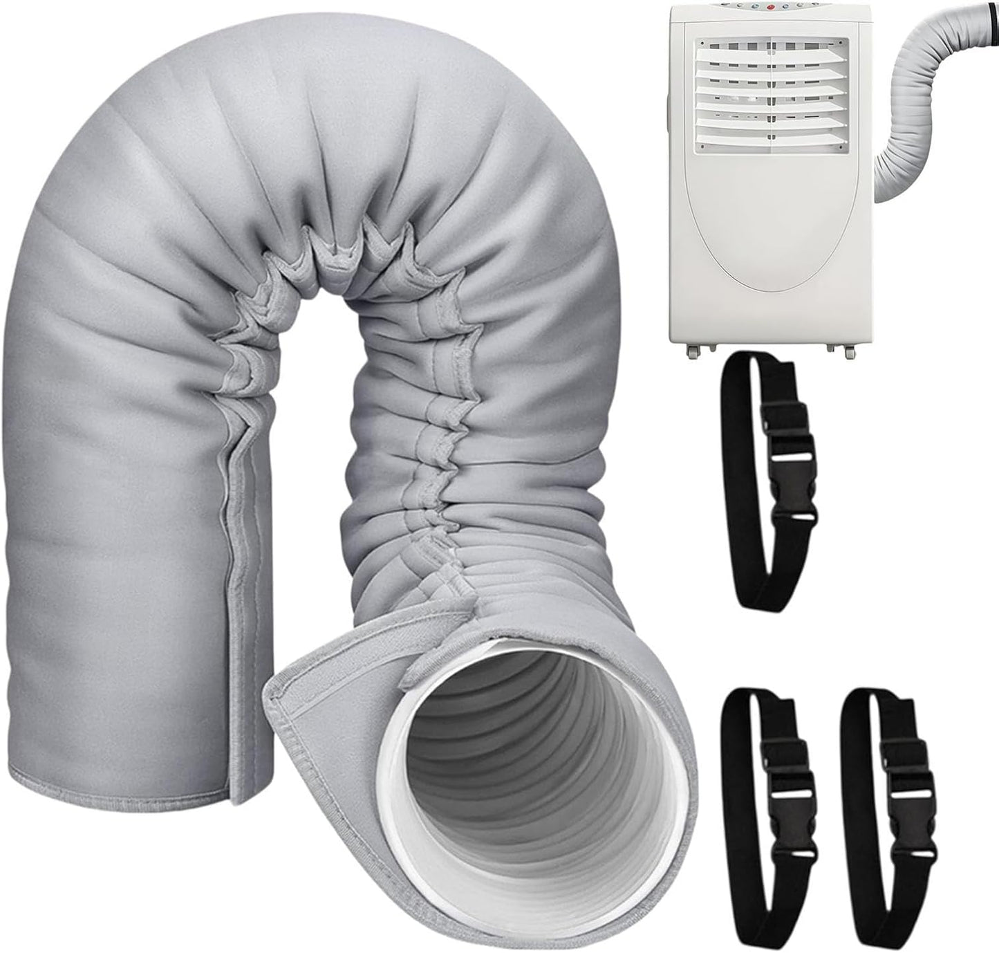  Portable Air Conditioner Hose Insulation Portable Insulated Cover, 3 Straps | Air Conditioners Insulated Hose Wrap For Winter Outdoor Indoor Casement Garage Rv Room Wall Window House Apartment