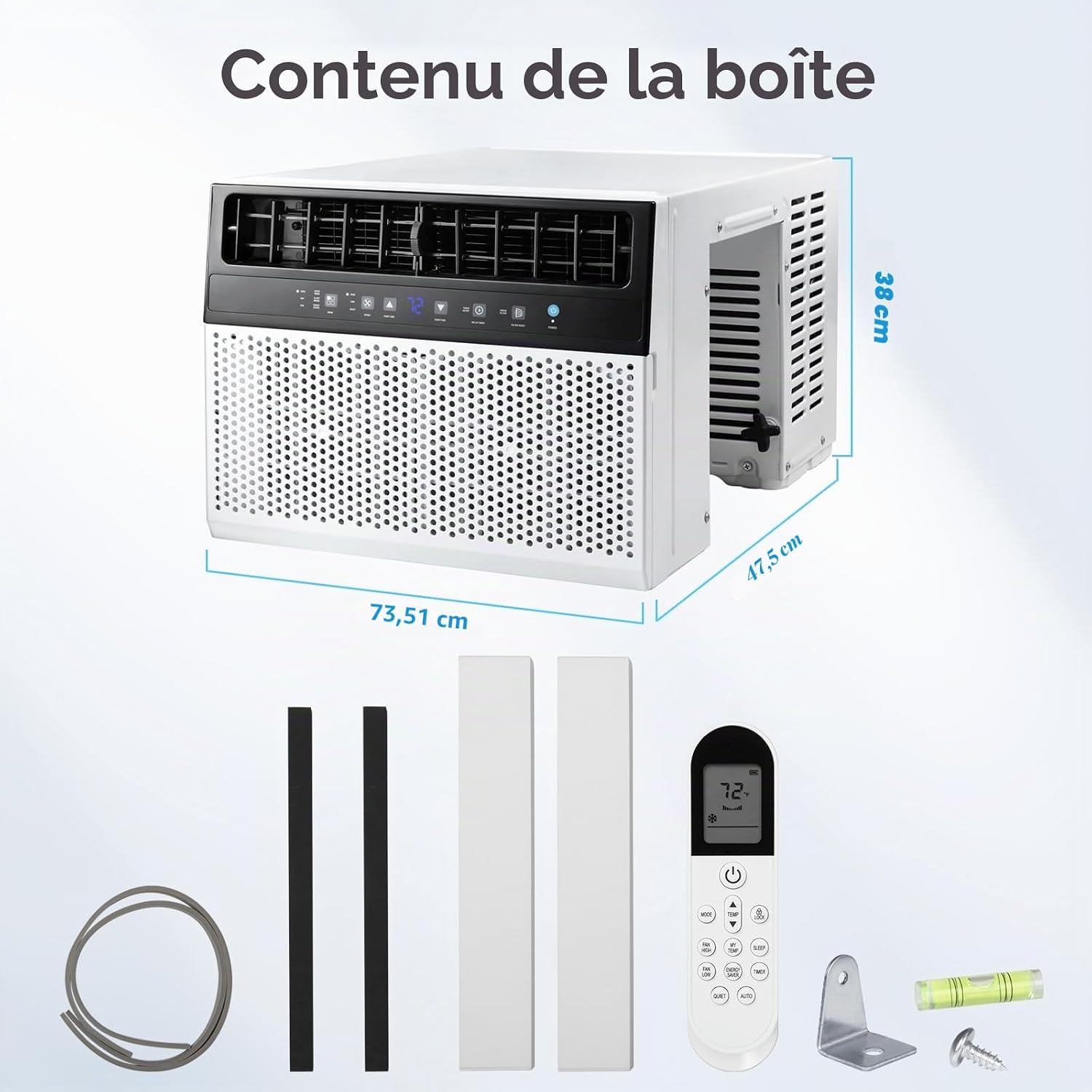  Electactic Climatiseur De Fenêtre En Forme De U, Unité De Climatisation De Fenêtre De 12 000 BTU Refroidit Jusqu'à 550 M², 6 Modes, Unité Climatisée Avec Vue Complète De La Fenêtre, économie D'énergie