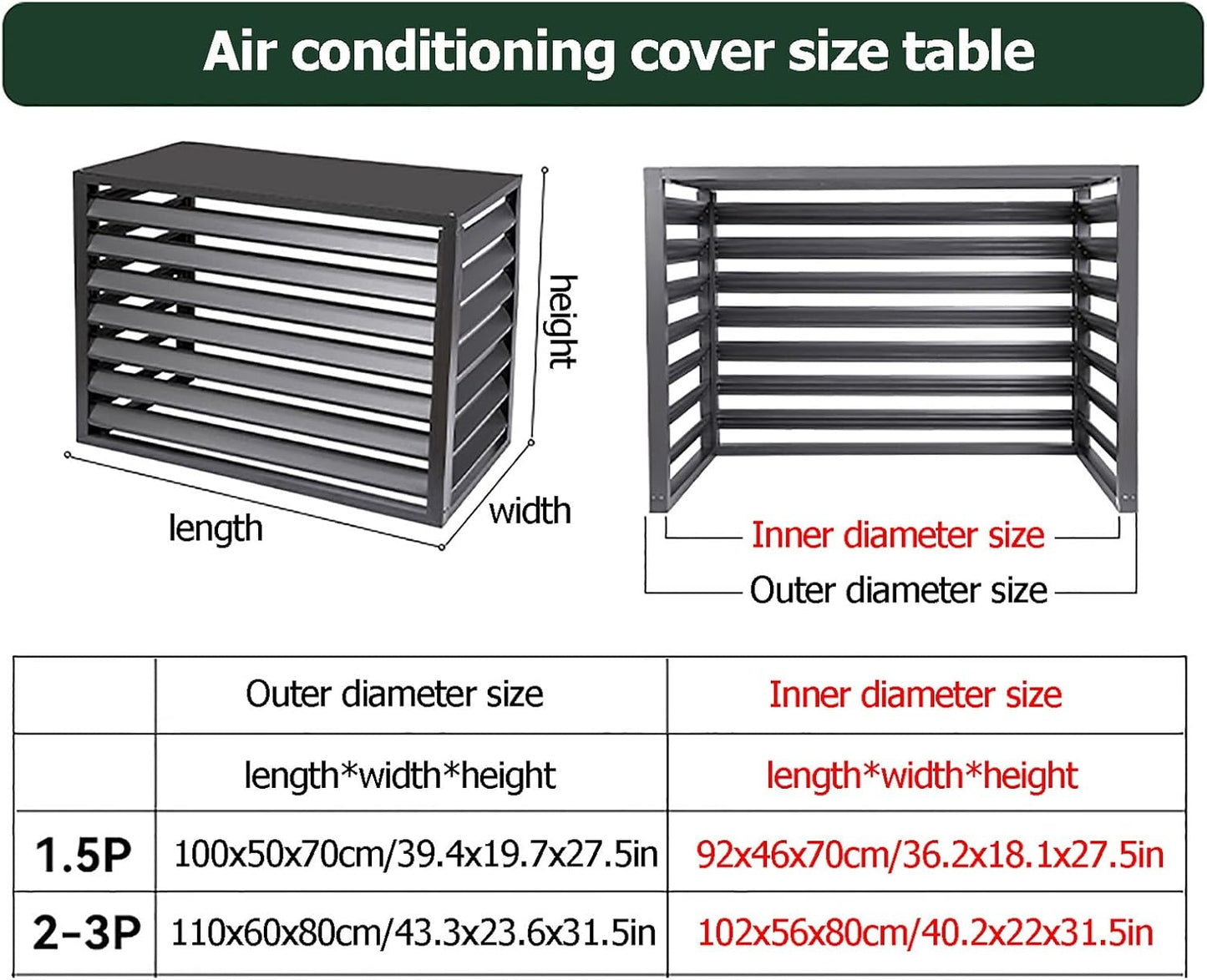 GENERIC Housse De Protection En Aluminium Pour Climatiseur – Housse De Protection Contre Les Intempéries Pour Unités Extérieures, Clôture D'intimité, Protection Centrale Du Climatiseur, Idéale Pour Une