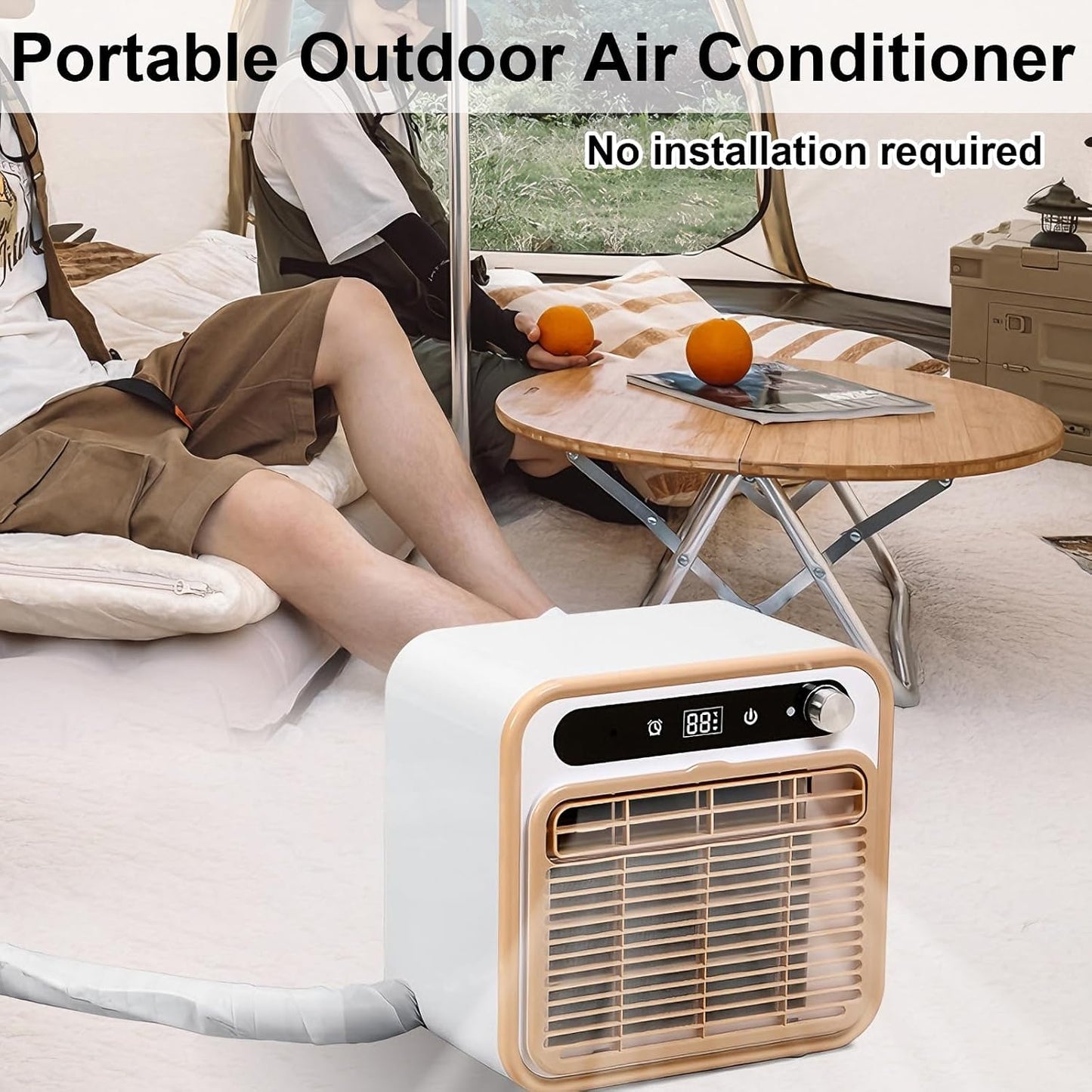  Climatiseur Portable Split Avec WiFi Et Télécommande, 130m3/h Unité De Climatisation Silencieuse Pour La Caravane De Camion De Camion De Tente, Conception Sans Tuyau, Minuterie 12H, Système De Refroid