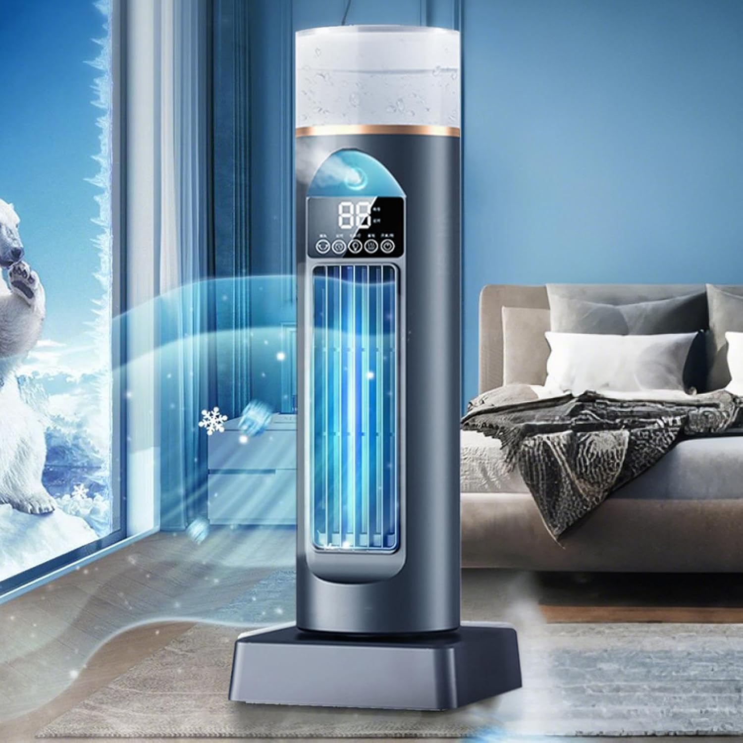 Turm - Climatiseur AC - Ventilateur à Air Froid - Climatiseur Personnel AC - Refroidisseur Oscillant Silencieux Sans Lame Avec Télécommande Et Réservoir D'eau - 6 Humidificateurs De Vitesse Pour