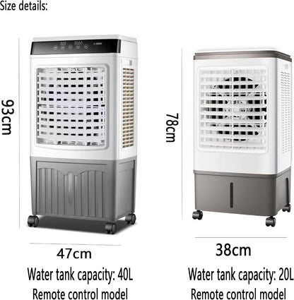 GENERIC Refroidisseur D'air évaporatif Portable Avec Réservoir D'eau 40L Et 2 Packs De Glace Efficace D'énergie 3 Vitesses 120° Oscillation Ventilateur De Refroidissement D'épargne D'espace Climatisation Indu