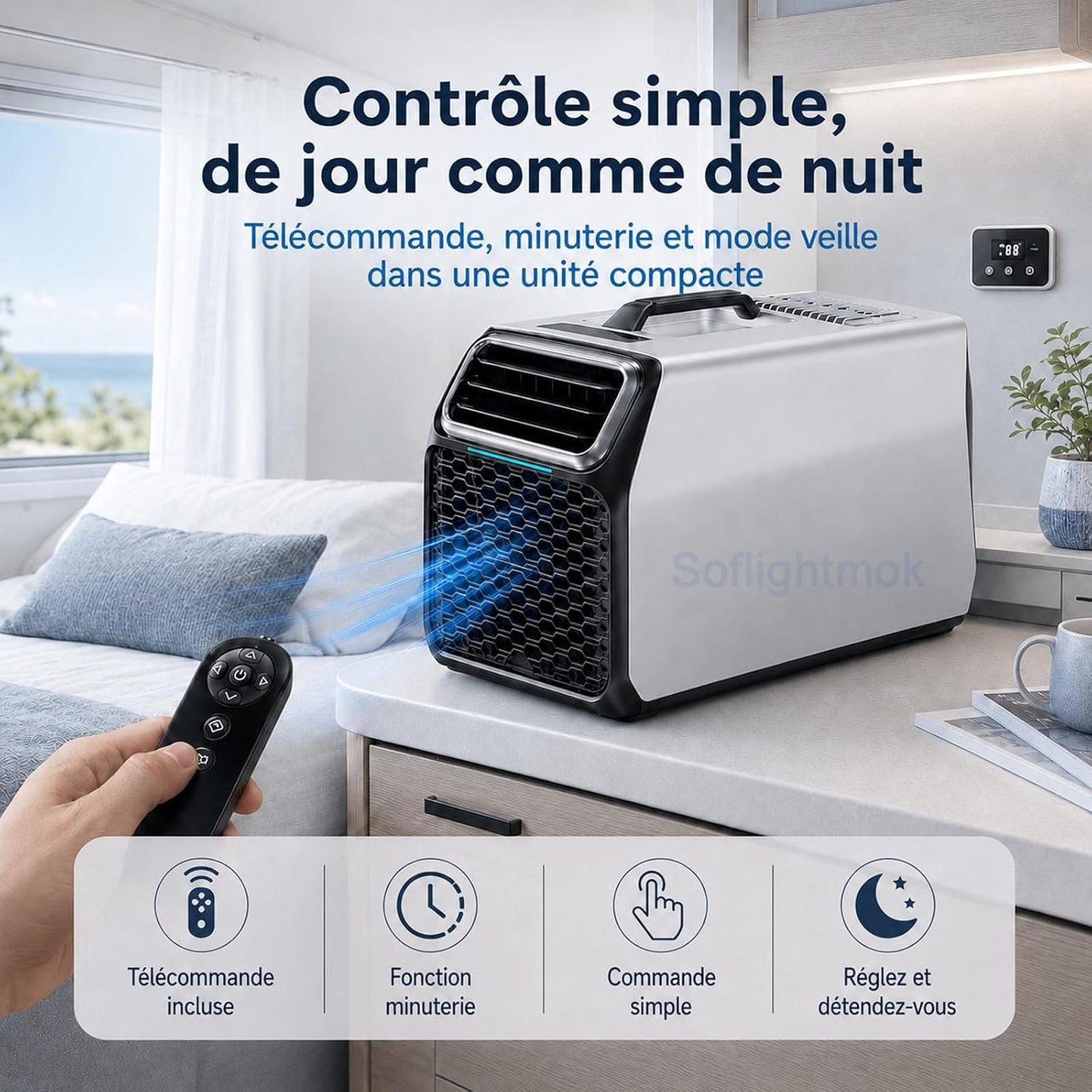  Climatiseur Portable 220V Pour Maison Van, Tente Et Bureau Silver-220V | 220V Pour Usage Secteur; En Extérieur, Utiliser Une Batterie Externe Compatible Avec Conversion Adaptée.