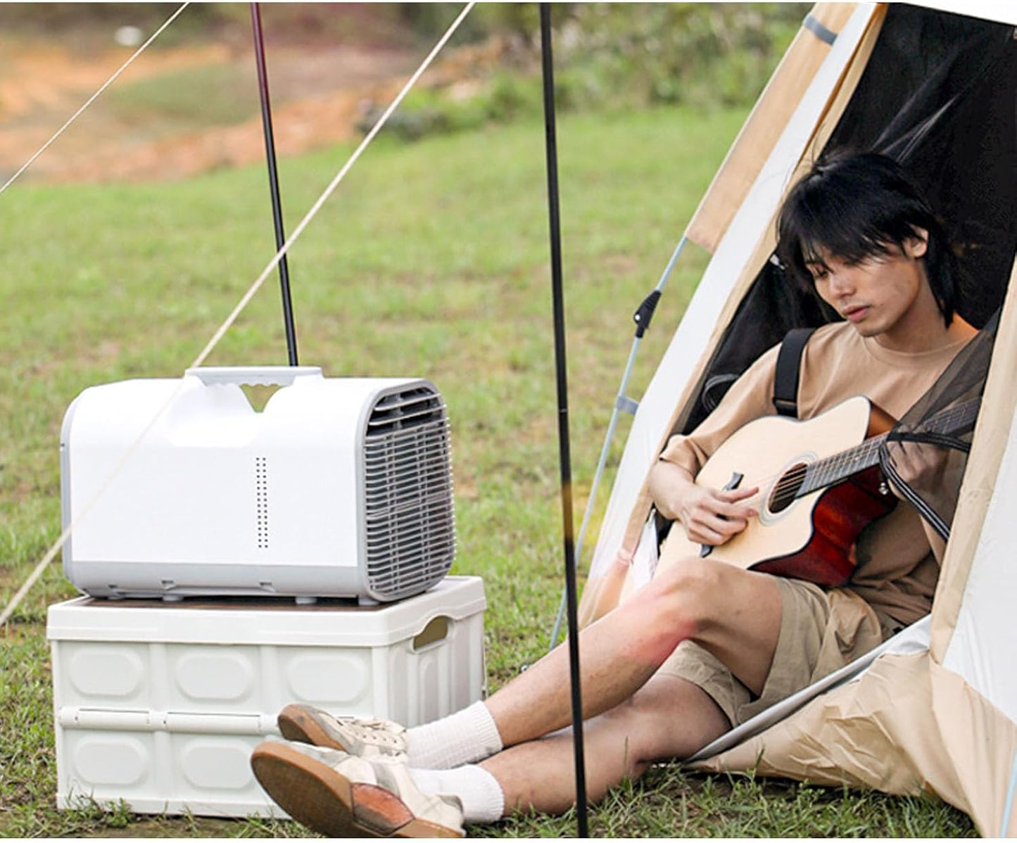  Jeffergarden Climatiseur Portable 4095 BTU, Petite Unité De Refroidissement 420 W Avec Déshumidificateur, Télécommande Pour Tente, Camping, Camping-car, Camion, Espace De 120 M² (Prise UE 220V)
