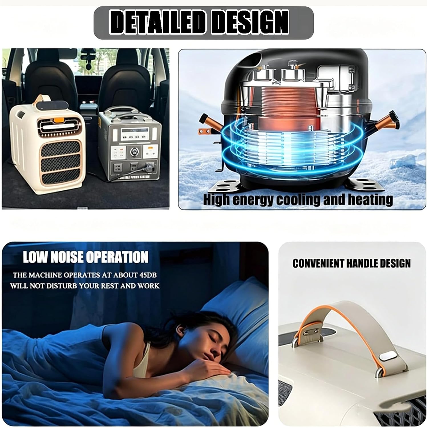  Climatisation Portable Pour Tente Et Camping-car, Auto-drainant Et Silencieux (<42dB), Télécommande, Fonctionnement Tactile, 3 Modes, 420W, Refroidisseur De Chambre Compact Sans Connexion De Fenêtre P