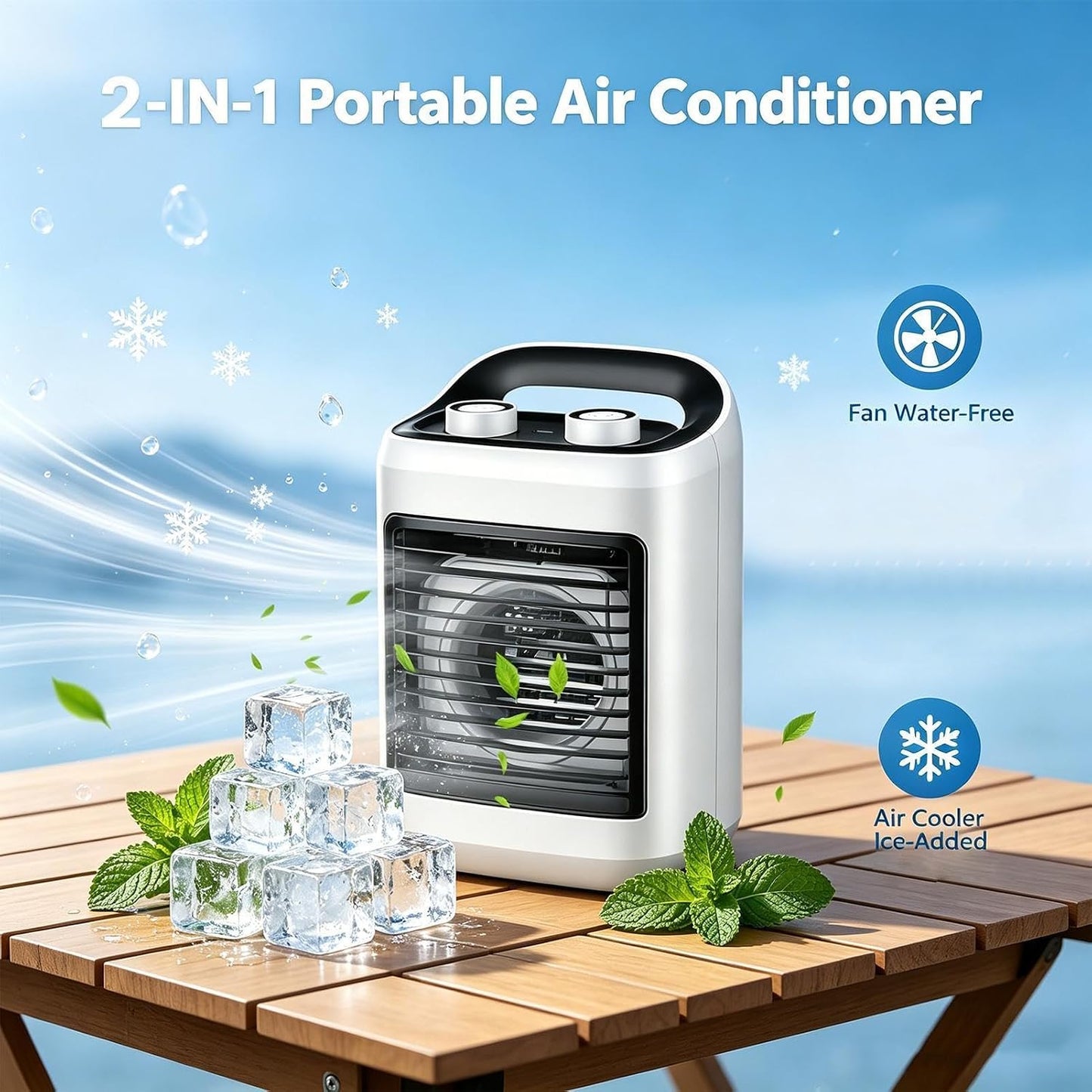  Mini Climatiseur D'Air Portatif - Avec Réservoir D'Eau De 180 Ml, Rechargeable Par USB Et 6 Vitesses,Mini Ventilateur Rafraîchisseur D'Air Portable | Adapté Pour Chambre, Salon, Cuisine, Bureau Et Dor