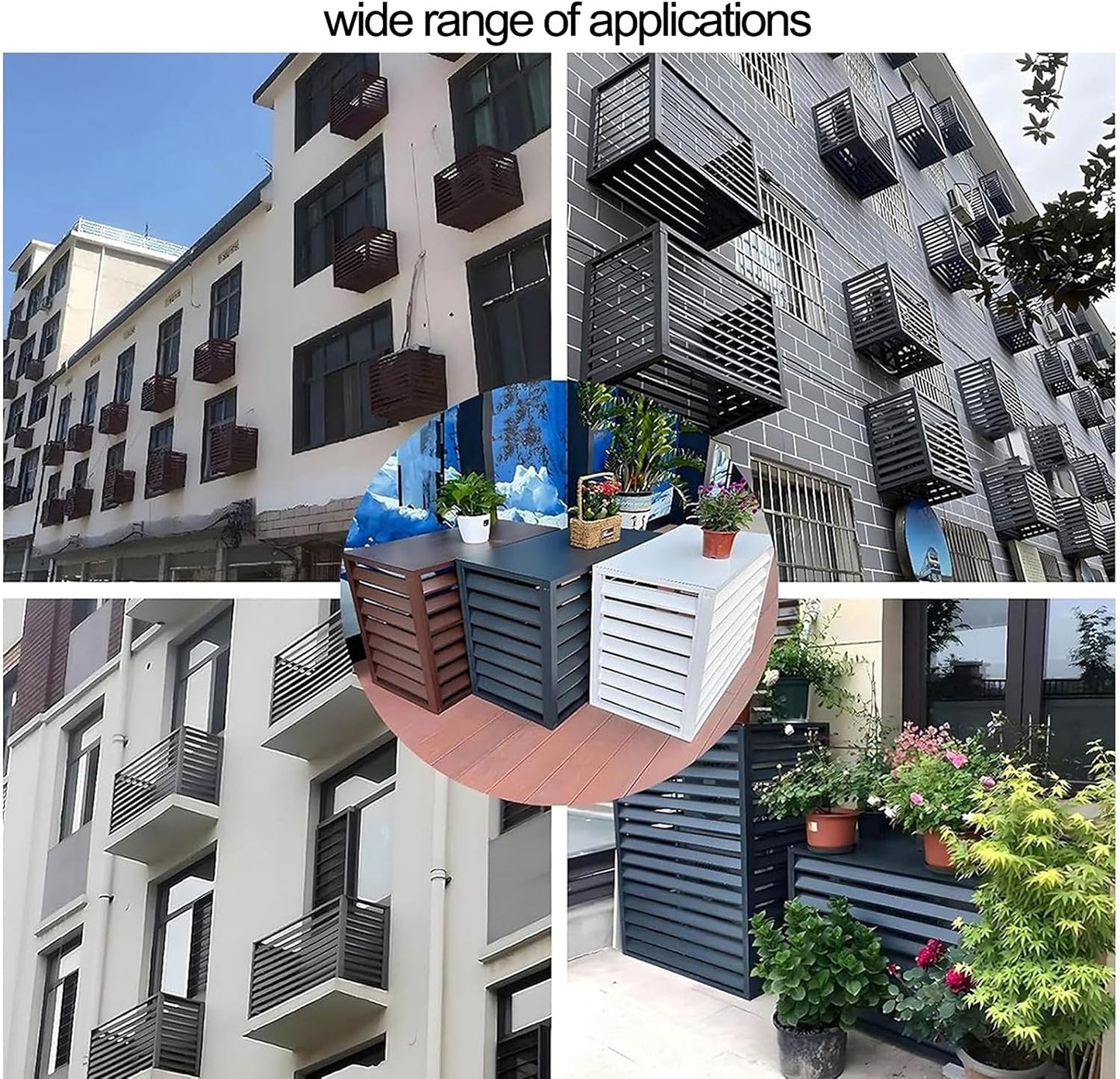  Housse De Climatiseur D'extérieur En Aluminium Et Support De Présentation Pour Plantes – Protection Contre Les Intempéries Pour Condensateur – Clôture D'intimité – Étagère De Jardin Pour Fleurs