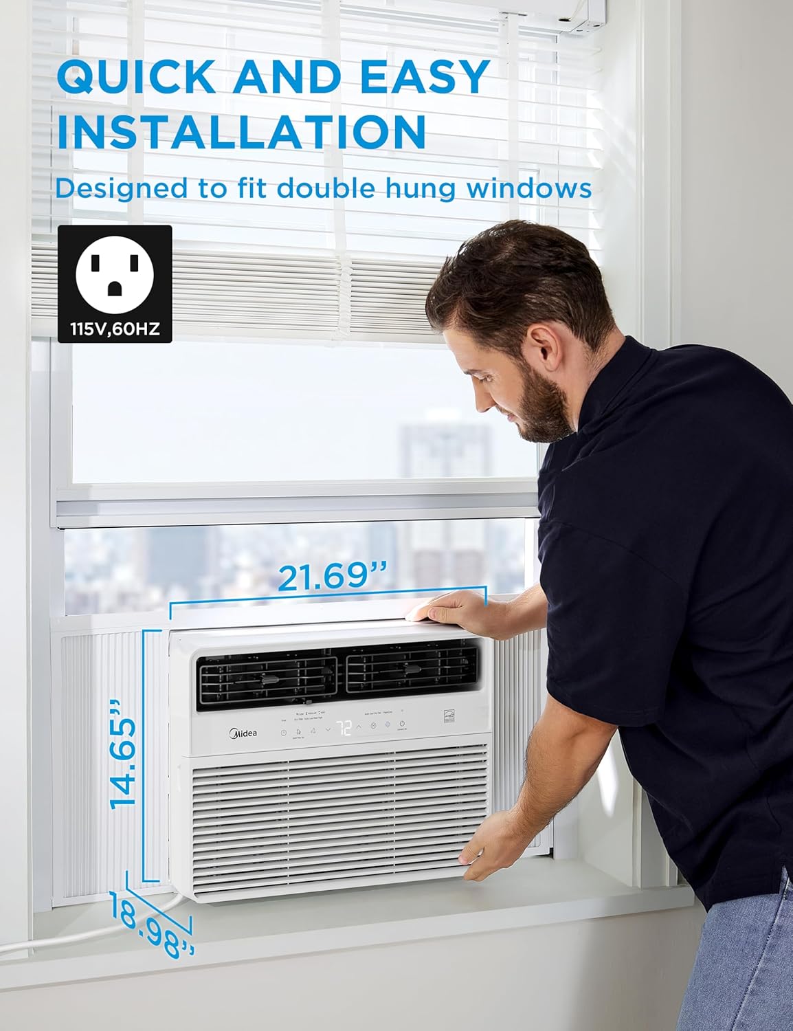  Midea 12,000 BTU Smart Inverter Window Air Conditioner With APP, Alexa Control, 115V AC Unit Cools Up To 550 Sq. Ft, Quiet Operation, Energy Saving, Remote & Easy Installation Kit, White