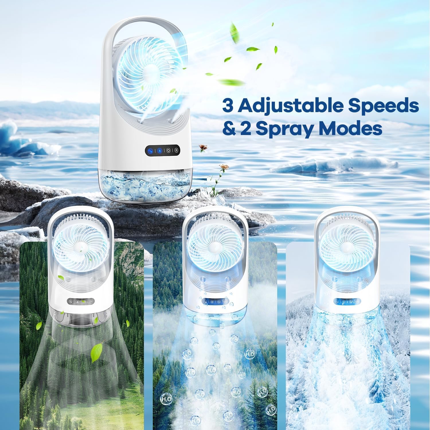  Climatiseur Portable 3 En 1, Mini Refroidisseur D'air USB à 3 Vitesses Avec Réservoir D'eau De 400 Ml Pour Chambre, Bureau, Salon