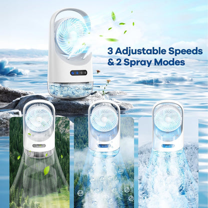  Climatiseur Portable 3 En 1, Mini Refroidisseur D'air USB à 3 Vitesses Avec Réservoir D'eau De 400 Ml Pour Chambre, Bureau, Salon