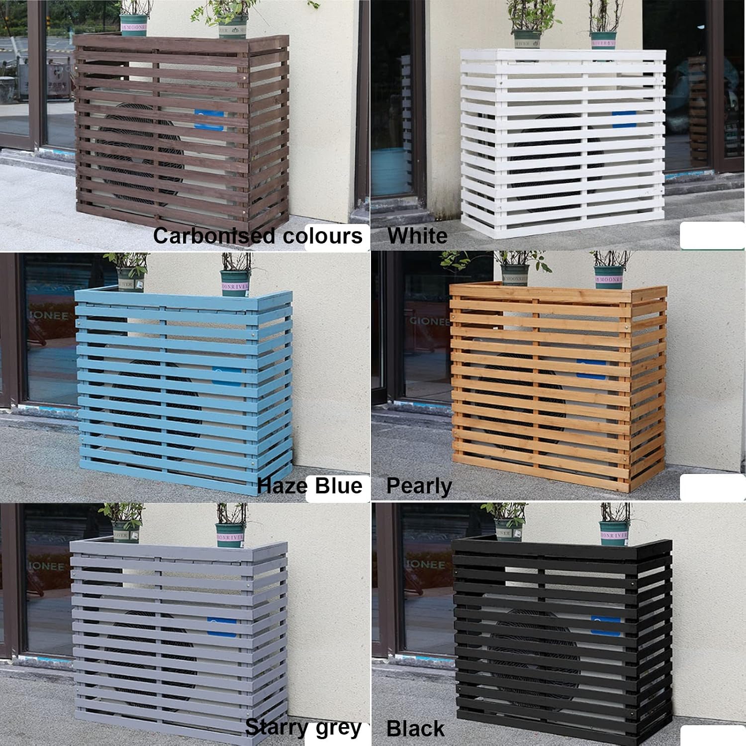 GENERIC Bonsai Design Housse En Bois Pour Climatiseur – Protection Pour Unité Extérieure | Cadre AC Polyvalent Pour Toutes Les Saisons | Design élégant Et Fonctionnel En Maille