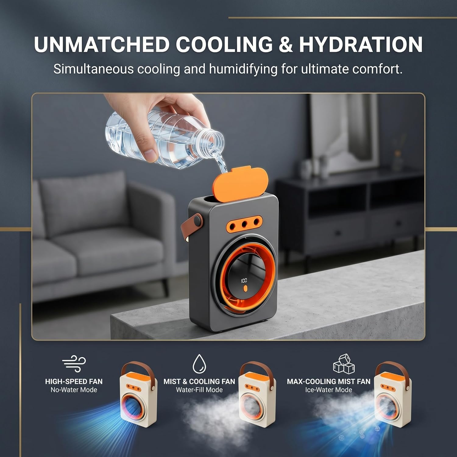 Ventilateur De Climatiseur, Climatiseur Portable Pour Voiture – Ventilateur De Refroidissement à Brume à 3 Jets, Support Bureau/Mur, Alimenté Par USB, Gris (6, 3 ×, 35 × 8 Po)