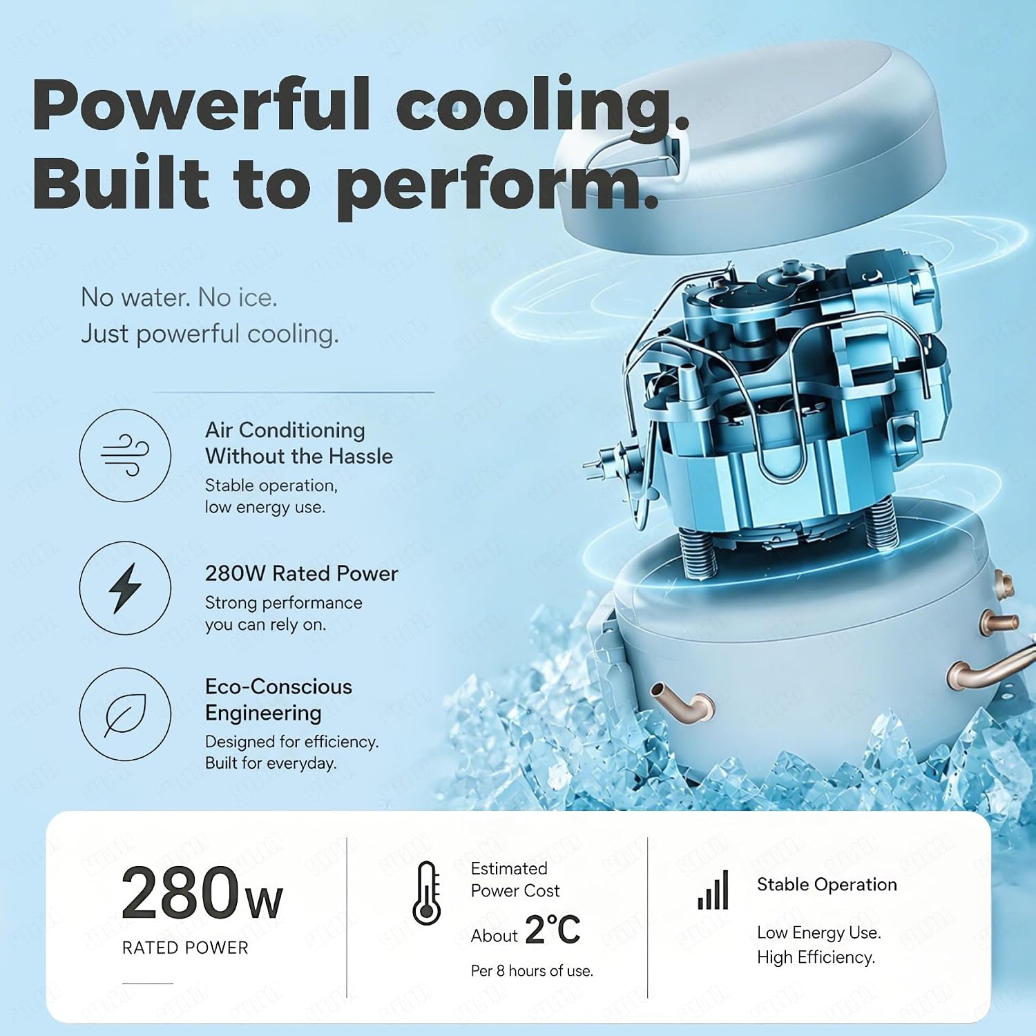  Mini Climatiseur Portable Pour Van, Camping-Car Et Caravane, Refroidissement Rapide 2700 BTU, Petit Climatiseur De Voyage Léger Et Prêt à L'Emploi, Basse Consommation 280W