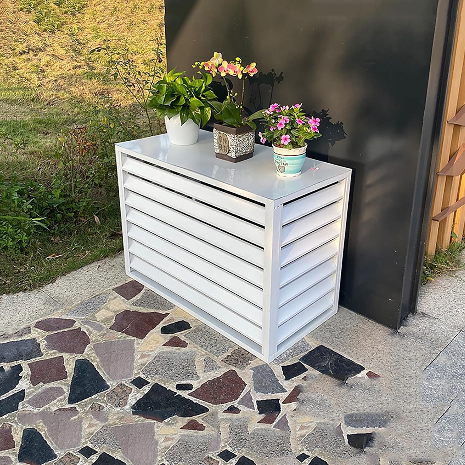  Housse D'extérieur En Aluminium Pour Unité De Climatisation – Grilles De Protection Pour Climatiseurs Et Pompes à Chaleur – Boîtier Polyvalent Pour Poubelle Et Support De Fleurs Résistant Aux