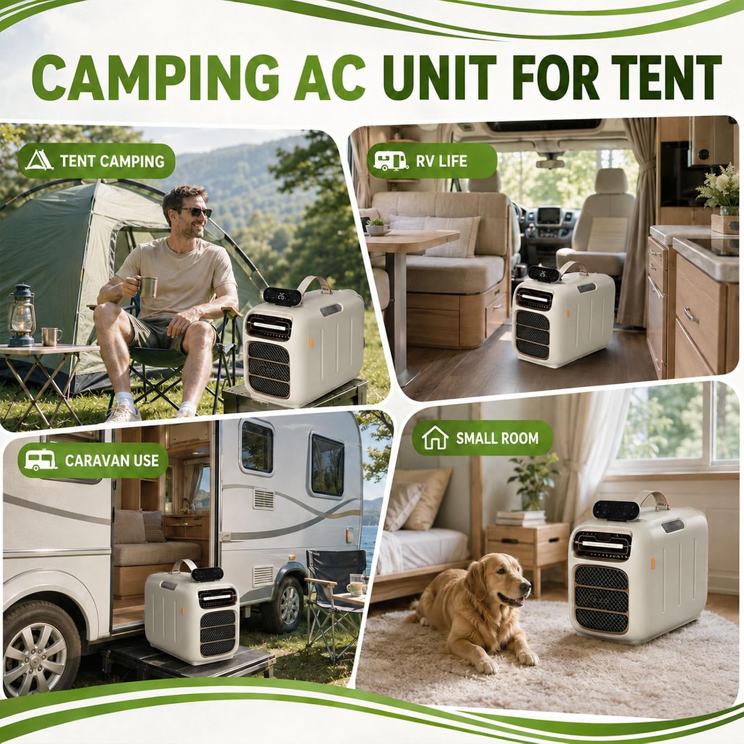  Climatiseur Mobile,Climatiseur Portable,Puissance De Refroidissement De 4700 Btu Et 450 W,Unité De Climatisation De Camping Avec Télécommande Et 3 Vitesses De Ventilation Cooling