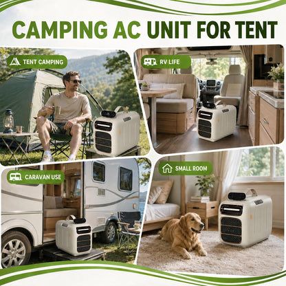  Climatiseur Mobile,Climatiseur Portable,Puissance De Refroidissement De 4700 Btu Et 450 W,Unité De Climatisation De Camping Avec Télécommande Et 3 Vitesses De Ventilation Cooling