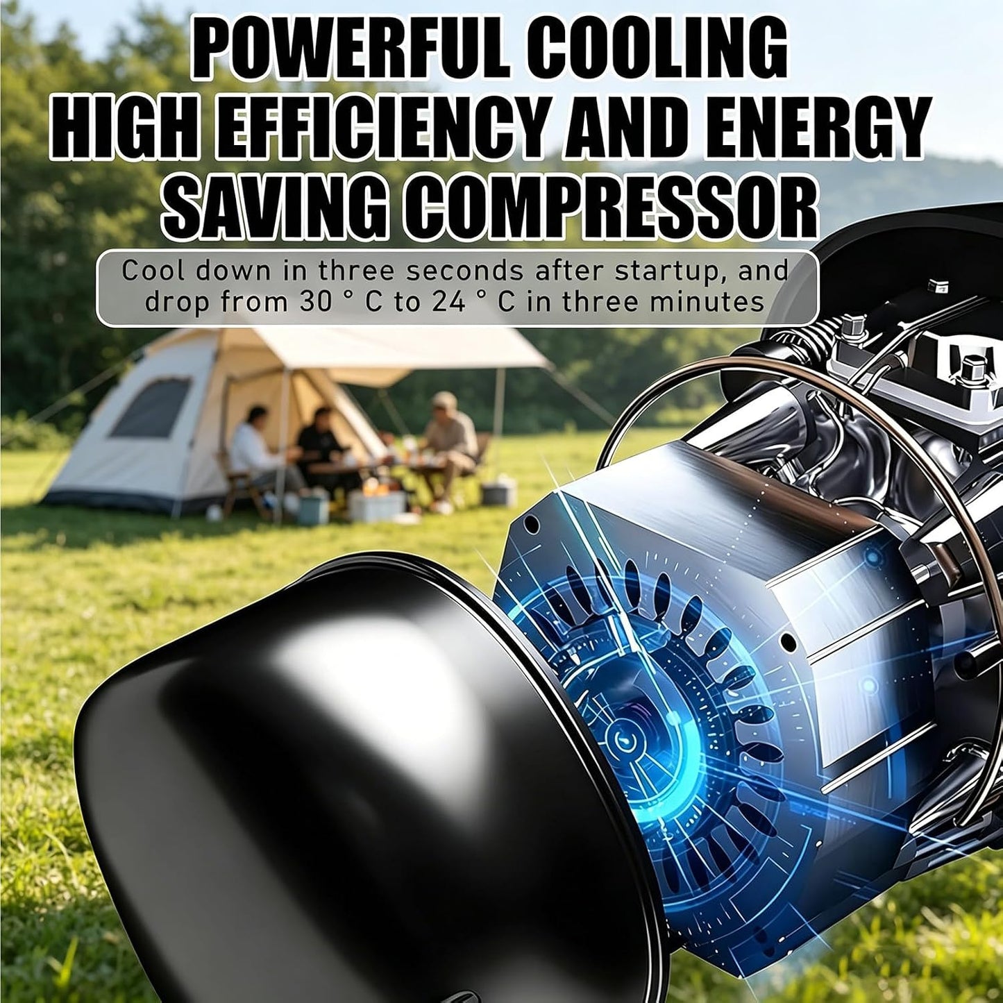  Climatisation Portable Pour Tente Et Camping-car, Auto-drainant Et Silencieux (<42dB), Télécommande, Fonctionnement Tactile, 3 Modes, 420W, Refroidisseur De Chambre Compact Sans Connexion De Fenêtre P