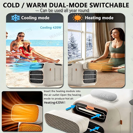  Climatiseur Mobile, Air Conditioner Portable Climatiseur Mobile Sans Evacuation, 3 En 1 Climatiseurs Portables, Minuteries, Adapté Au Camping De Bureau De Chambre à Coucher，4700 BTU，420 W