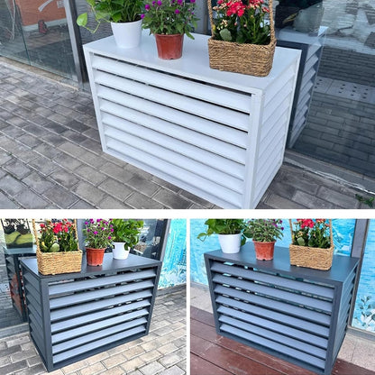GENERIC Housse De Protection Pour Climatiseur D'extérieur à 4 Panneaux, Boîtier En Aluminium Pour Climatiseur, Pompe à Chaleur, Poubelle Et Support De Fleurs, Résistante Aux Intempéries (marron, 100 X 50 X 70