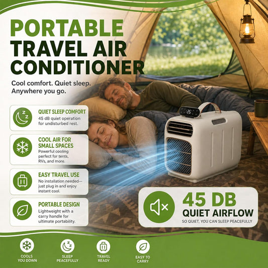  Climatiseur Portable, 4700 BTU Refroidissement Et Chauffage, 45dB Unité De Climatisation Tranquille Pour Campeur De Tente, Conception Auto-évaporée Avec Télécommande, Refroidisseur De Voyage Compact P