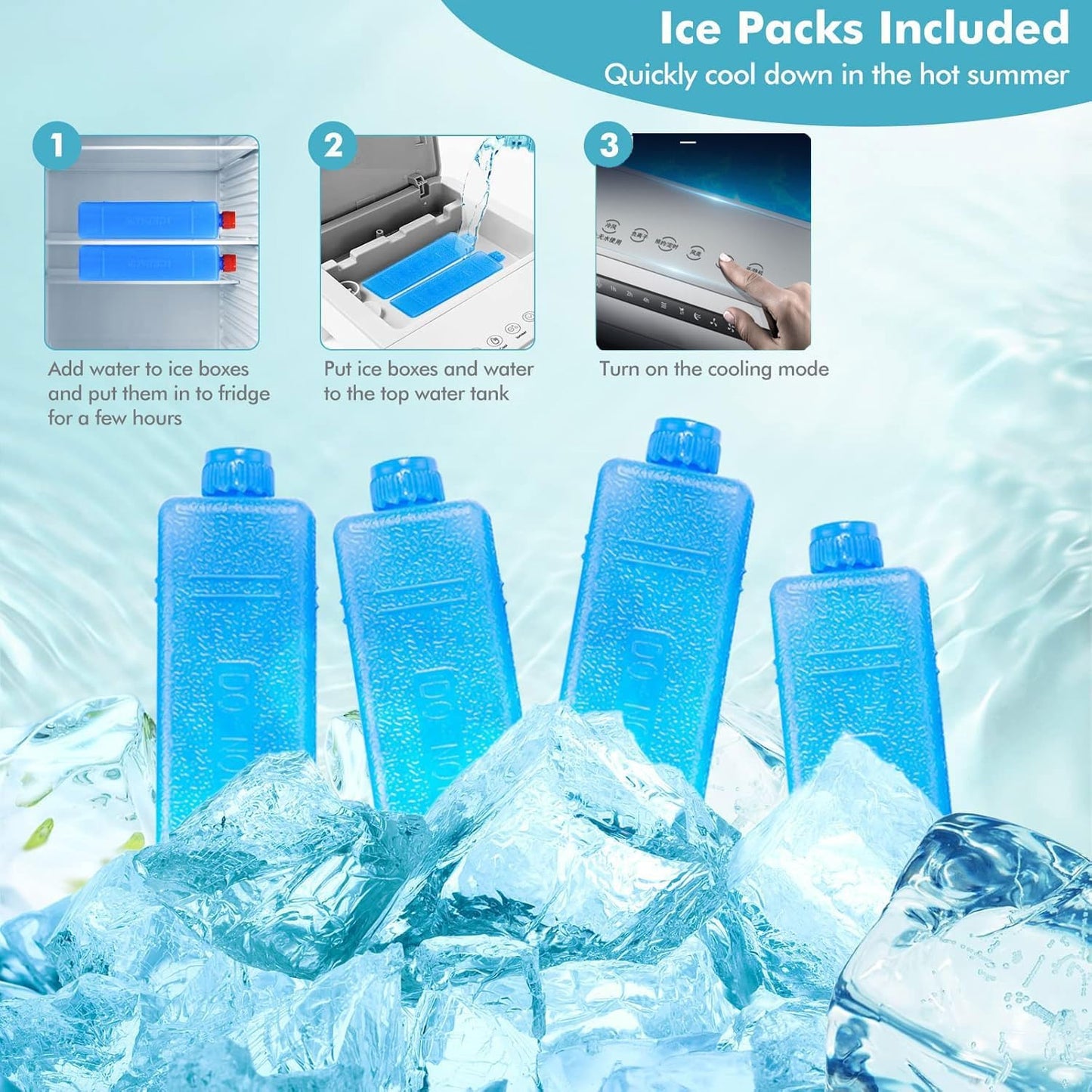 GENERIC Refroidisseur D'événement Portable Avec 4 Boîtes à Glace Et Minuteries, Ventilateur Silencieux Jusqu'à 25m2, Climatisation Portable Avec Oscillation Et Roues, Idéal Pour La Maison, Bureau Et Camping
