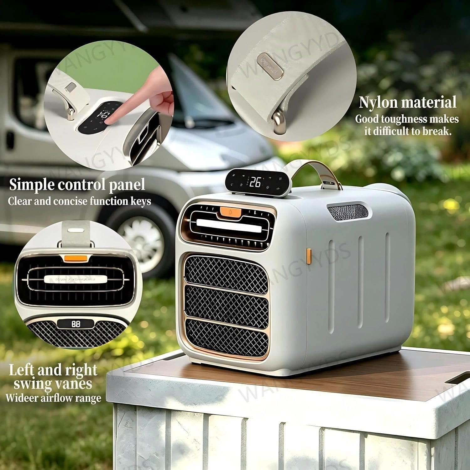  Climatiseur Mobile, Air Conditioner Portable Climatiseur Mobile Sans Evacuation, 3 En 1 Climatiseurs Portables, Minuteries, Adapté Au Camping De Bureau De Chambre à Coucher，4700 BTU，420 W