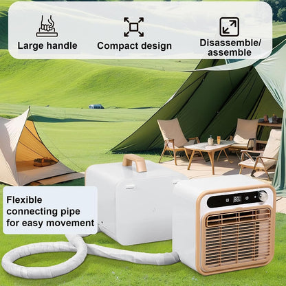  Climatiseur Portable Split Avec WiFi Et Télécommande, 130m3/h Unité De Climatisation Silencieuse Pour La Caravane De Camion De Camion De Tente, Conception Sans Tuyau, Minuterie 12H, Système De Refroid