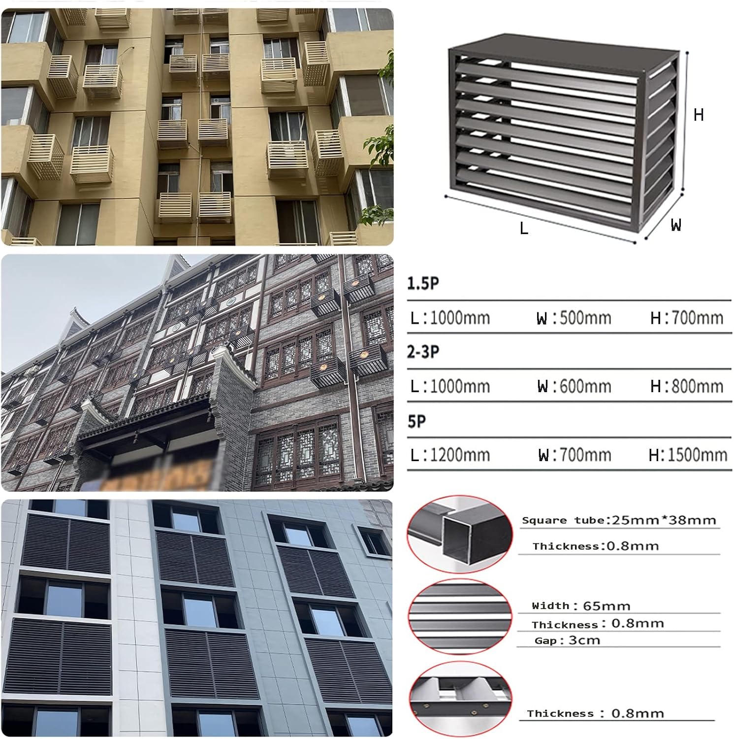  Housse De Protection Décorative Pour Climatiseur Extérieur, Clôture D'intimité En Aluminium Toutes Saisons, Pour Unités Centrales De Climatisation Et Poubelle, Solution De Couverture Extérieure