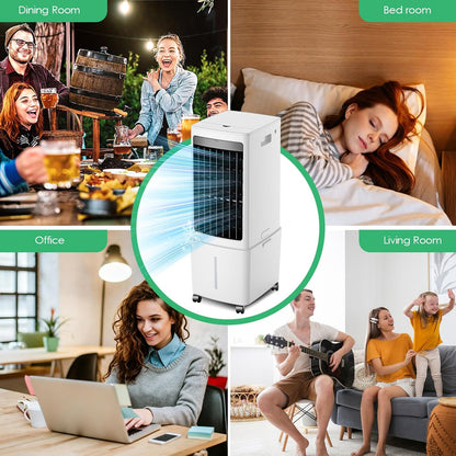  Refroidisseur D'air Portable 12L, Unité Mobile De Climatisation Avec Télécommande, Ventilateur De Tour Sans énergie De 45W, Minuterie De 7.5H, Oscillation, Refroidissement Silencieux Avec 4 Packs De G