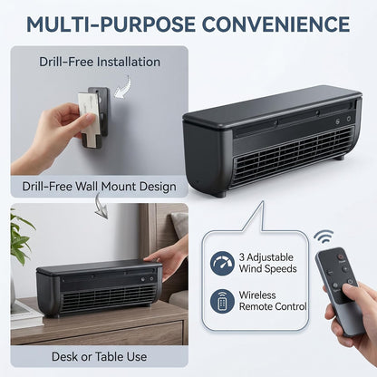  Ventilateur De Brume De Refroidissement 2 Pièces, Climatiseur Portable Mural Avec Installation Sans Perçage, Batterie 6000 Mah, 3 Vitesses Et Télécommande, Blanc/gris, Ventilateur Climatiseur, Bru